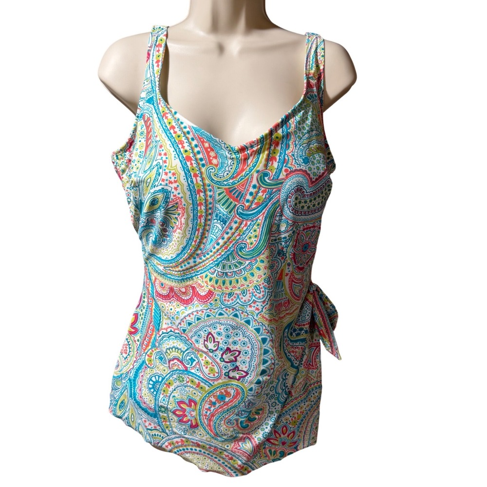 Roxanne Womens Paisley Print One Piece Swimsuit Swim Dress 14/38DD E78410 Multi